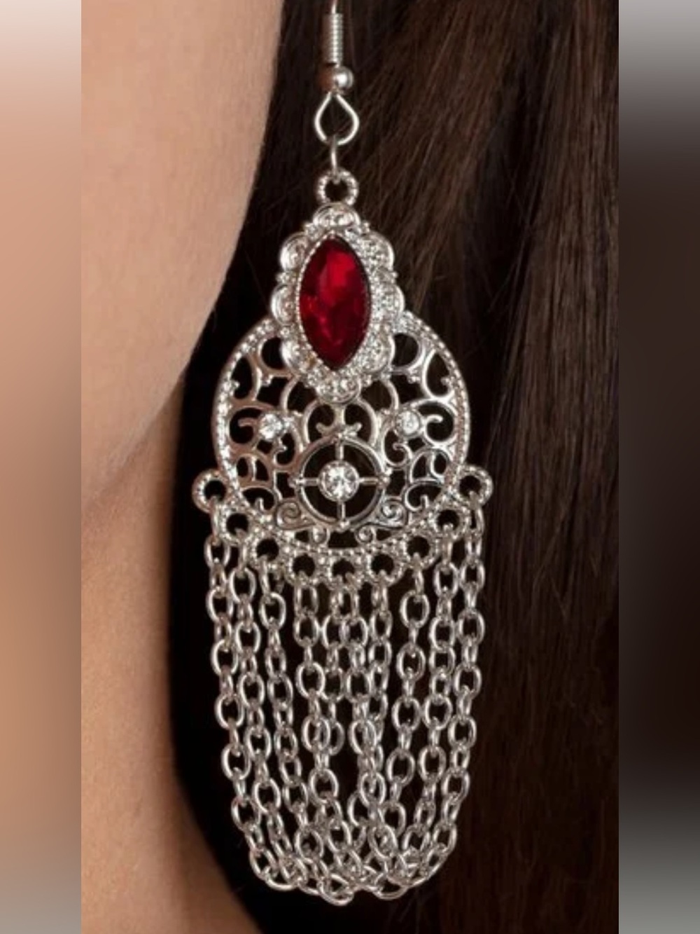 🔴♦️🔴 “PRESSED FOR CHIME” RED CRYSTAL MARQUISE EARRINGS ~ PAPARAZZI❗️ 🔴♦️🔴
